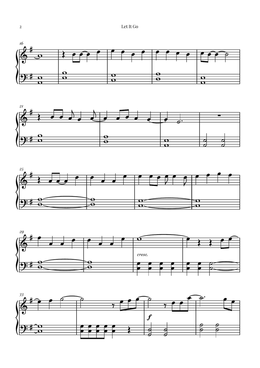 Let It Go Piano Solo scores gallery preview page 2