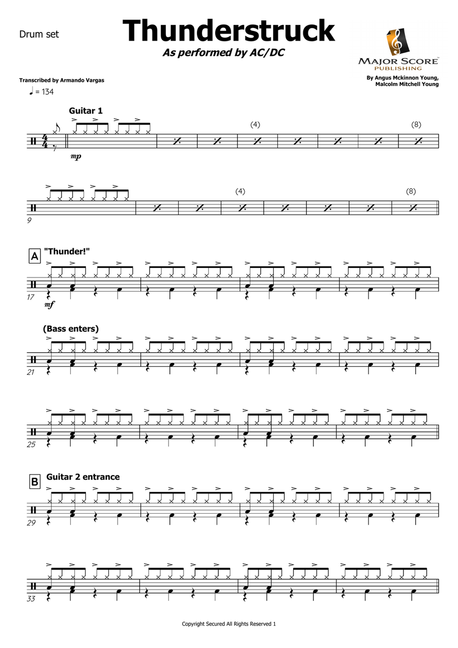 Thunderstruck Drum Set scores gallery preview page 2