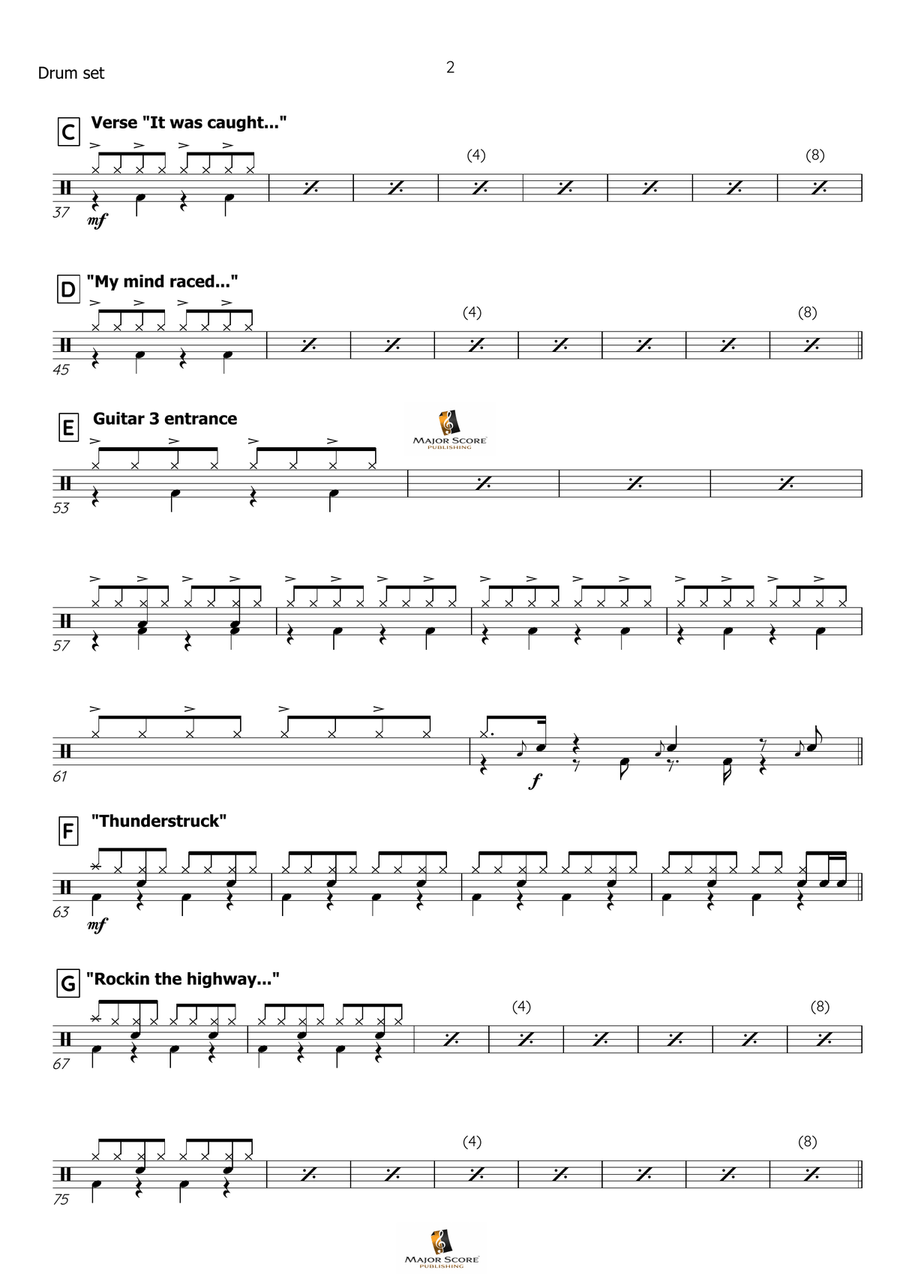 Thunderstruck Drum Set scores gallery preview page 3