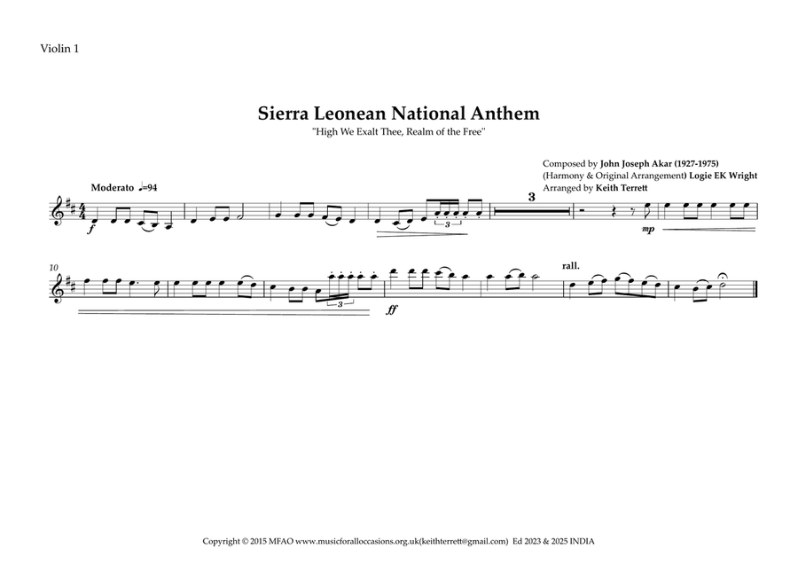 Sierra Leonean National Anthem for String Orchestra String Orchestra scores gallery preview page 5