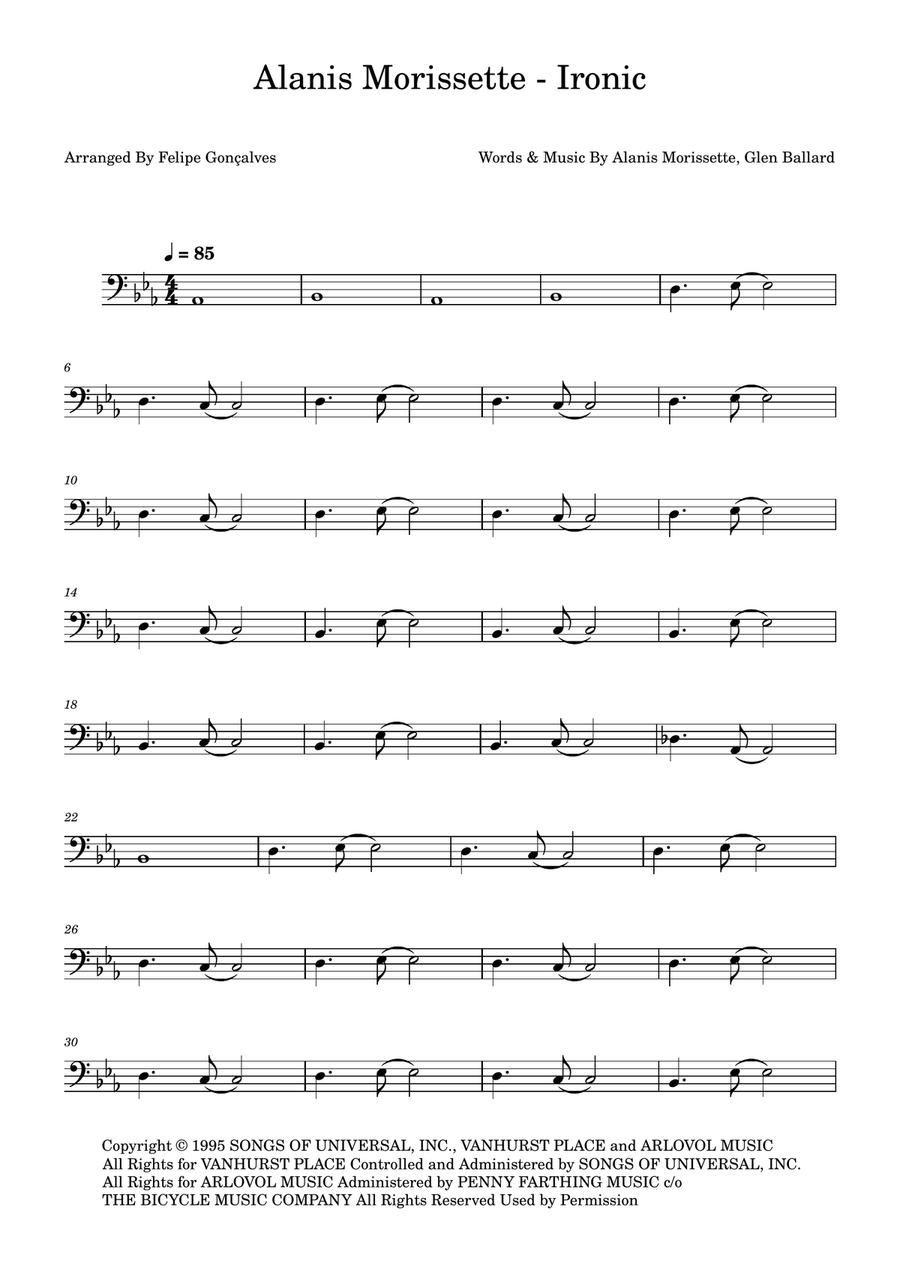 Ironic Acoustic Guitar scores gallery preview page 1