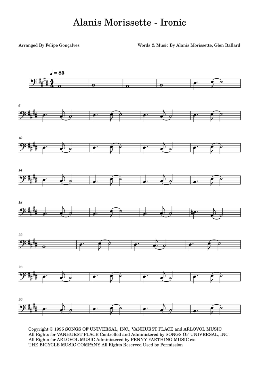 Ironic Ironic Acoustic Guitar scores gallery preview page 1