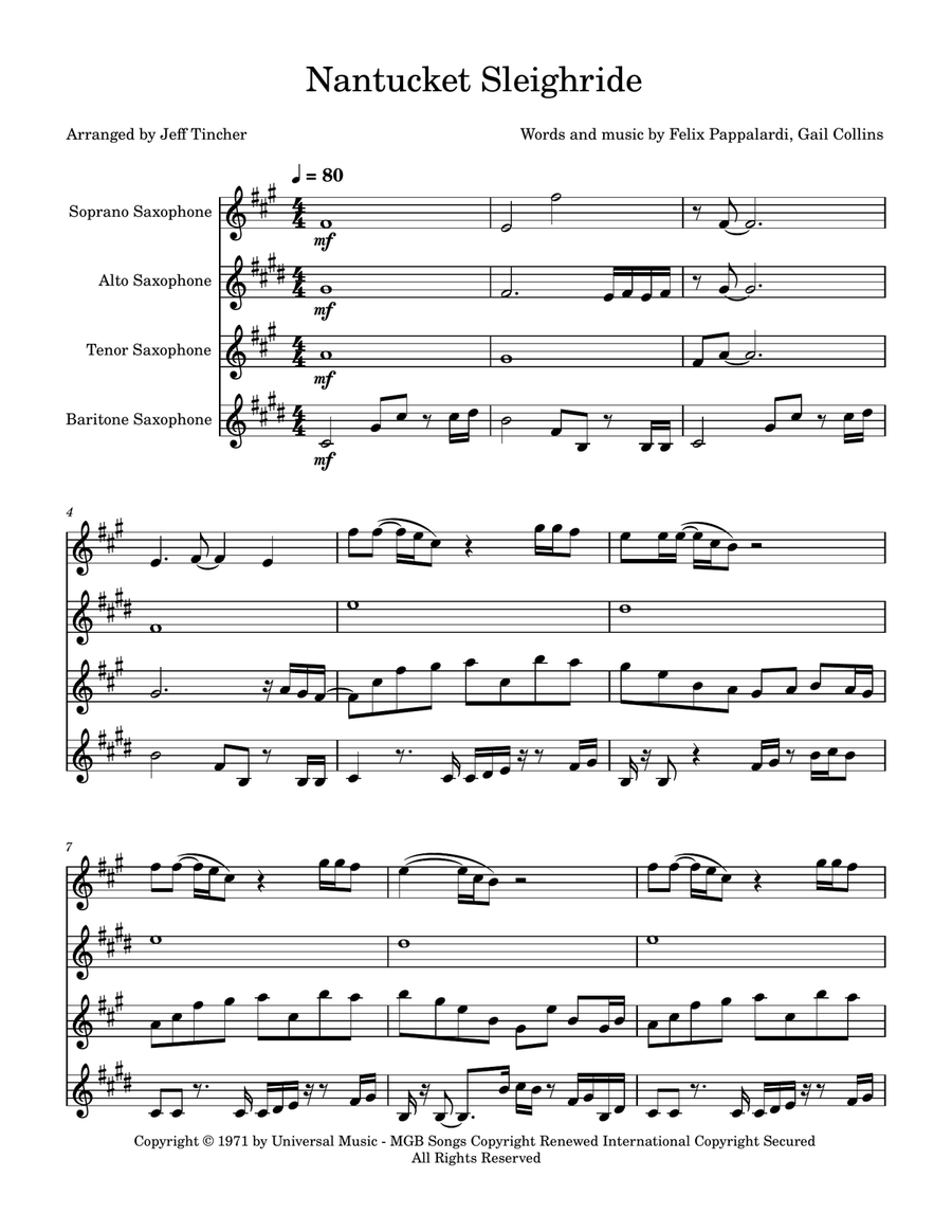 Nantucket Sleighride Nantucket Sleighride Saxophone Quartet scores gallery preview page 2