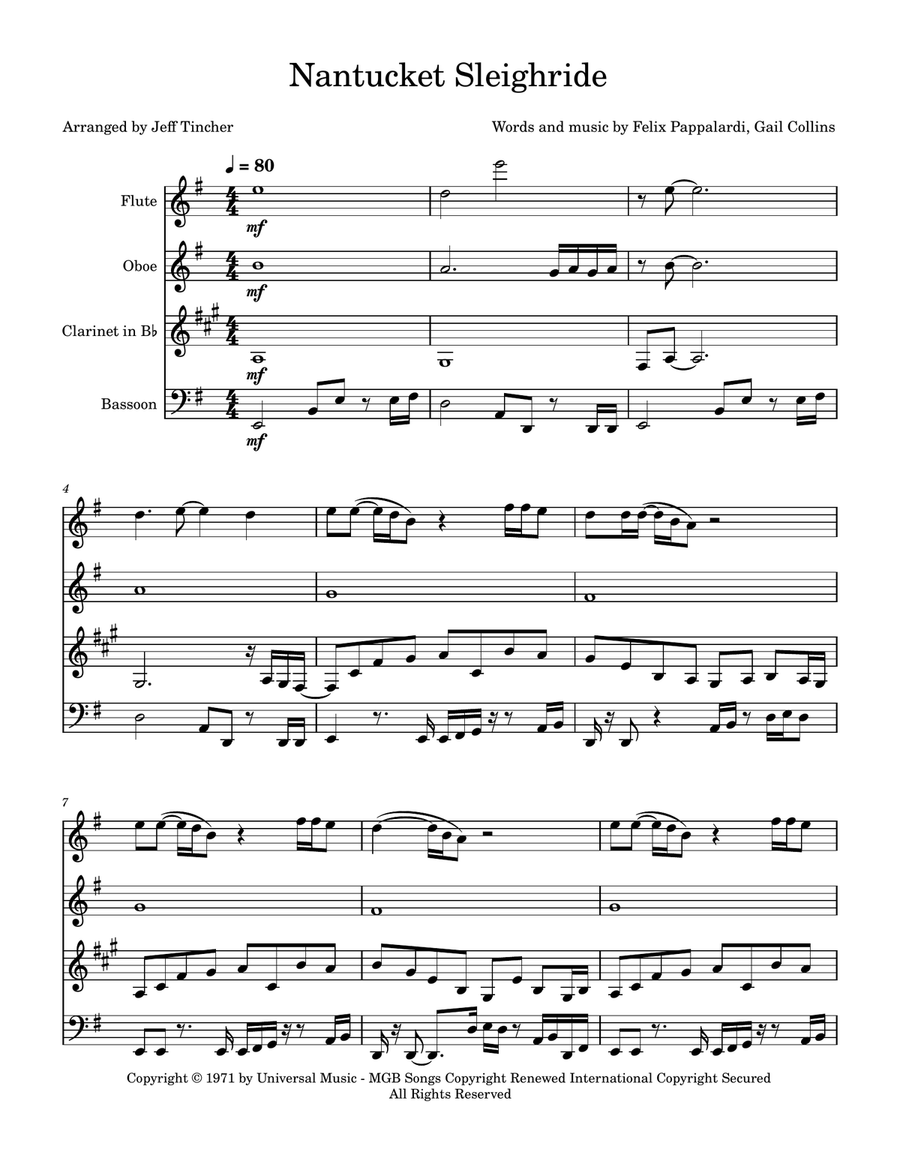 Nantucket Sleighride Nantucket Sleighride Woodwind Quartet scores gallery preview page 2