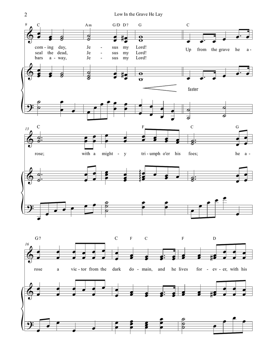 Low In the Grave He Lay (He Arose) Piano, Vocal scores gallery preview page 2