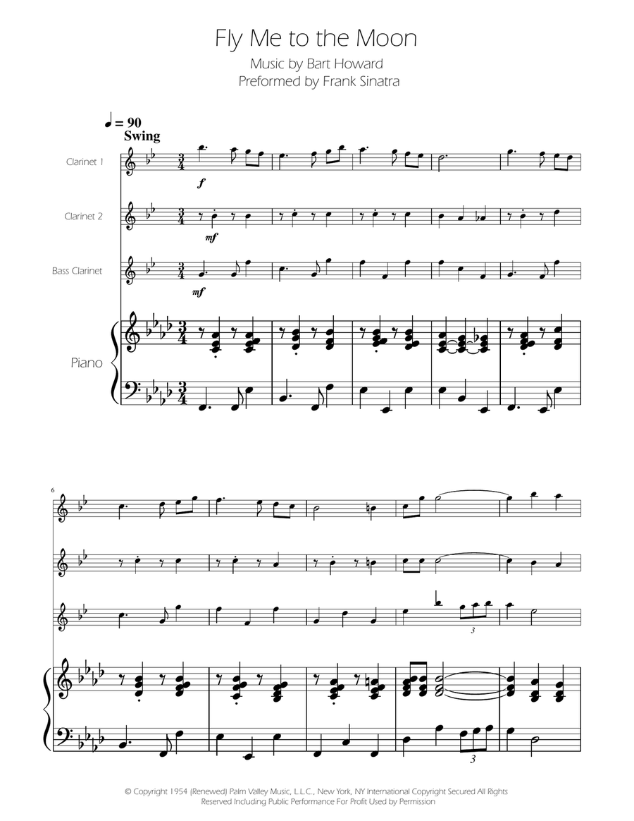 Fly Me To The Moon (In Other Words) Clarinet Trio scores gallery preview page 1
