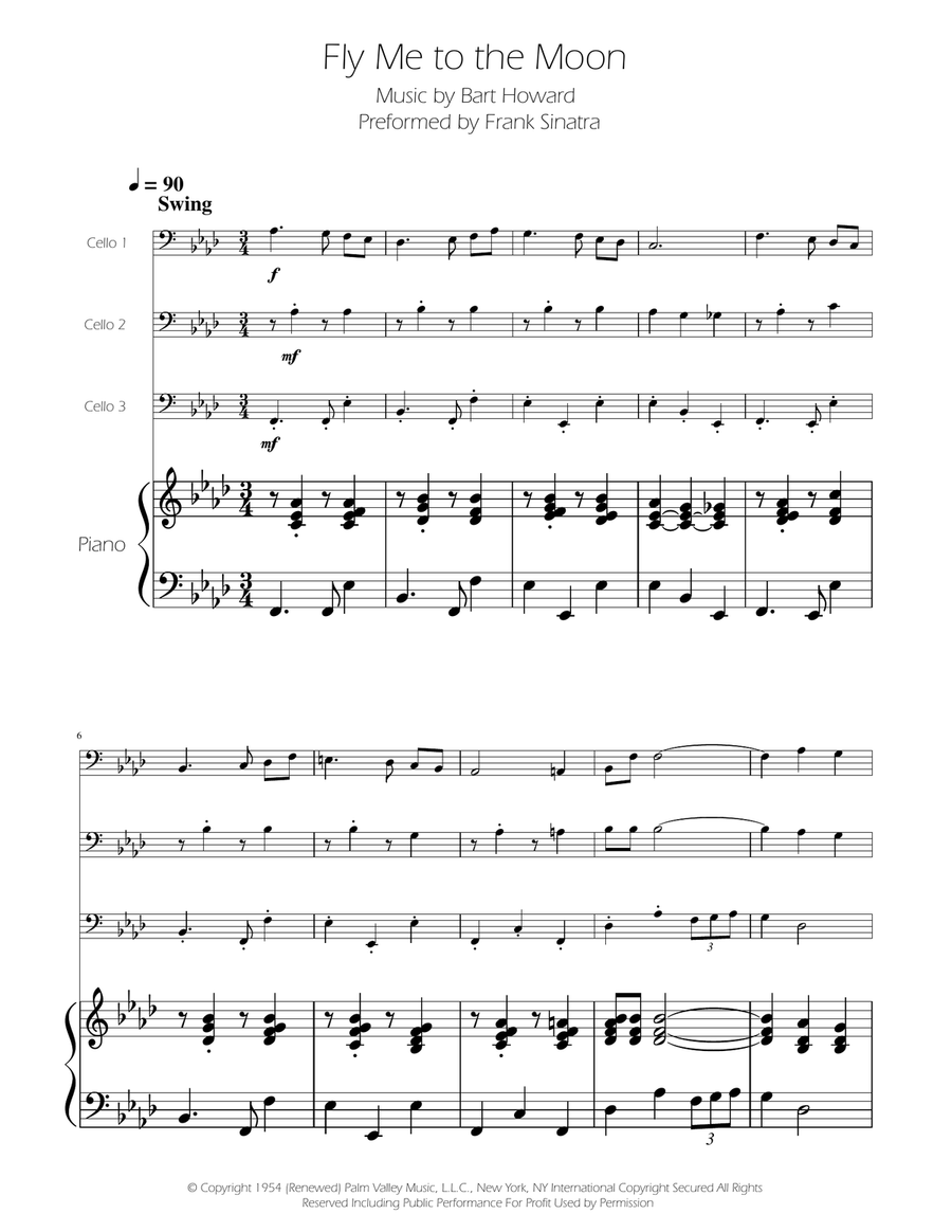 Fly Me To The Moon (In Other Words) String Trio scores gallery preview page 1