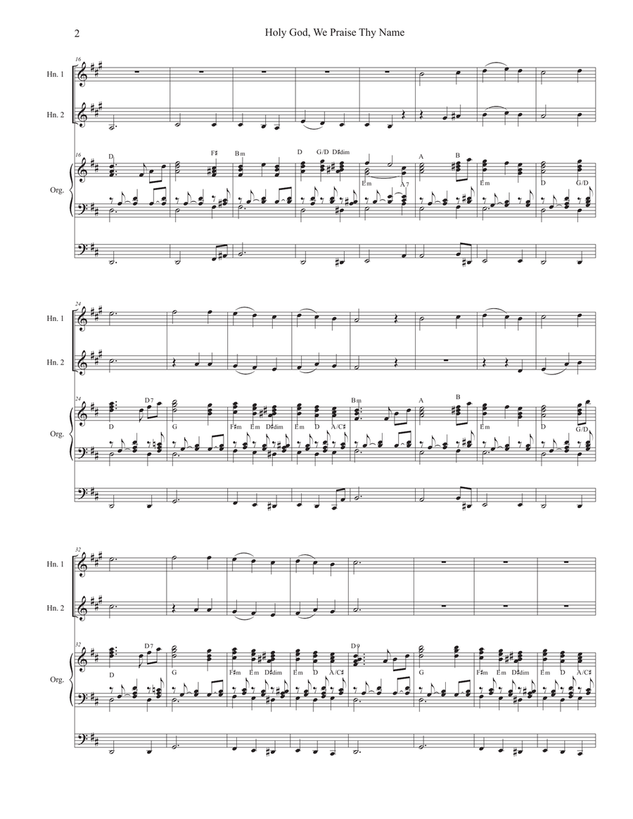 Holy God, We Praise Thy Name (French Horn Duet) Brass Duet scores gallery preview page 2