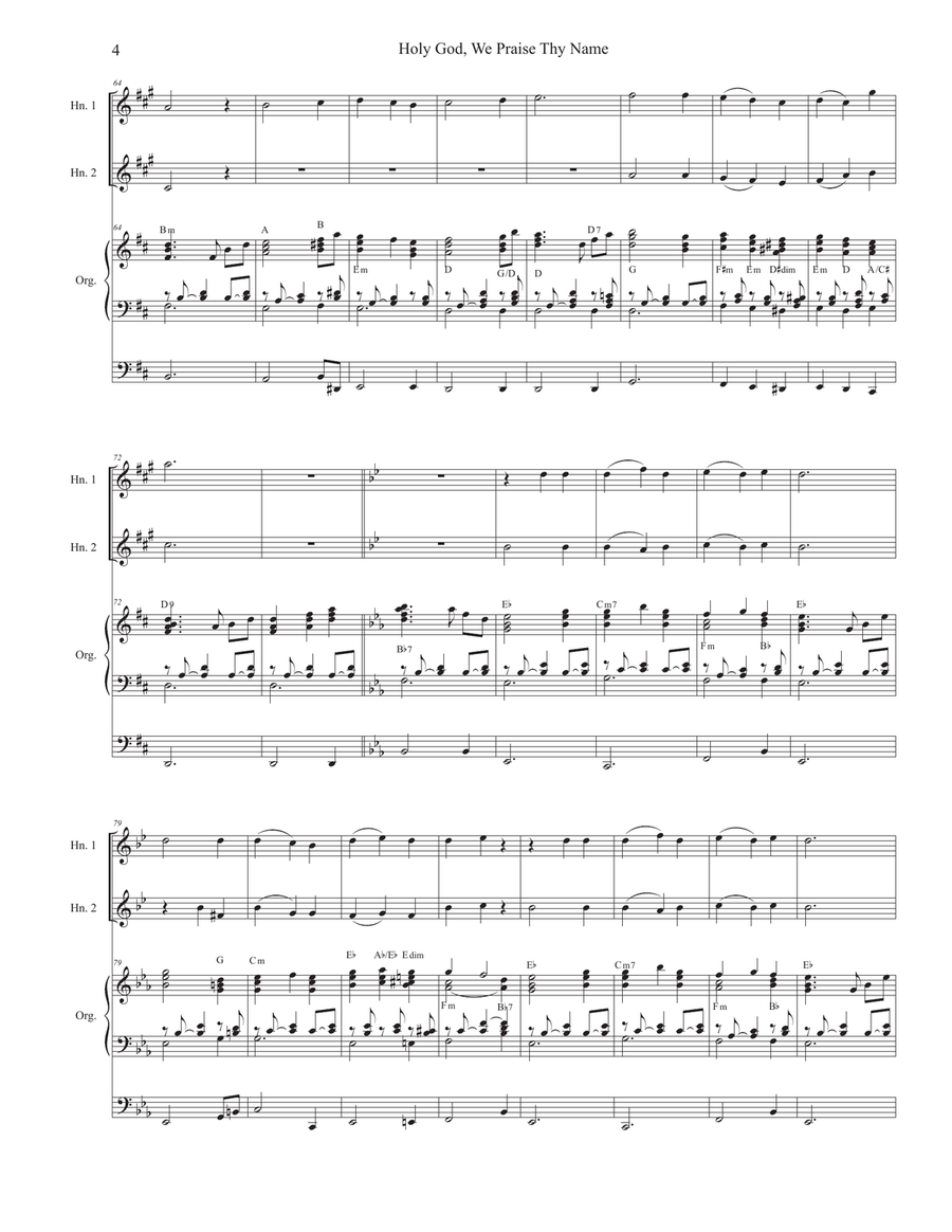 Holy God, We Praise Thy Name (French Horn Duet) Brass Duet scores gallery preview page 4