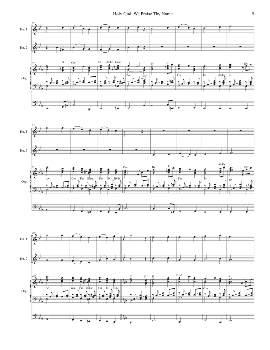 Holy God, We Praise Thy Name (French Horn Duet) Brass Duet scores gallery preview page 5