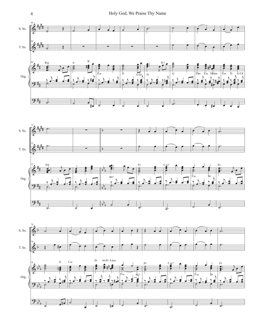 Holy God, We Praise Thy Name (Duet for Soprano and Tenor Saxophone) Woodwind Duet scores gallery preview page 4