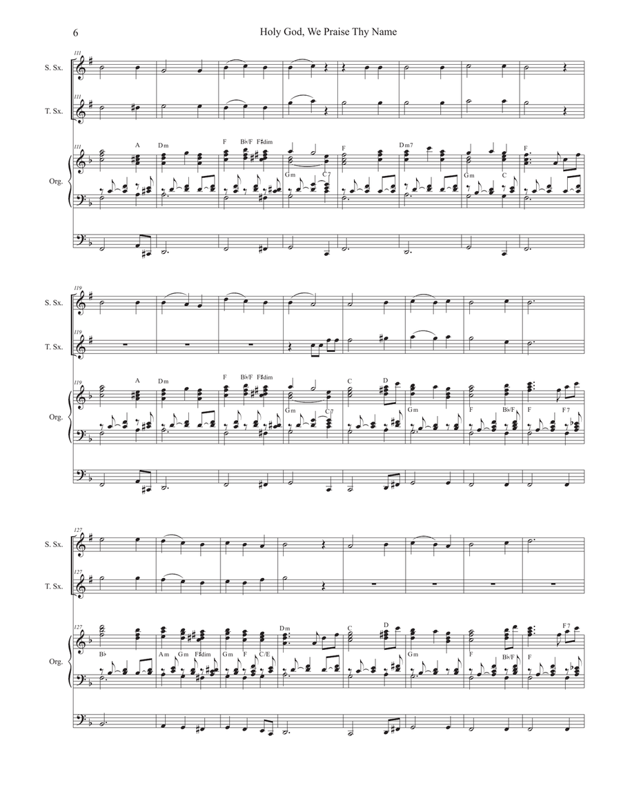 Holy God, We Praise Thy Name (Duet for Soprano and Tenor Saxophone) Woodwind Duet scores gallery preview page 6