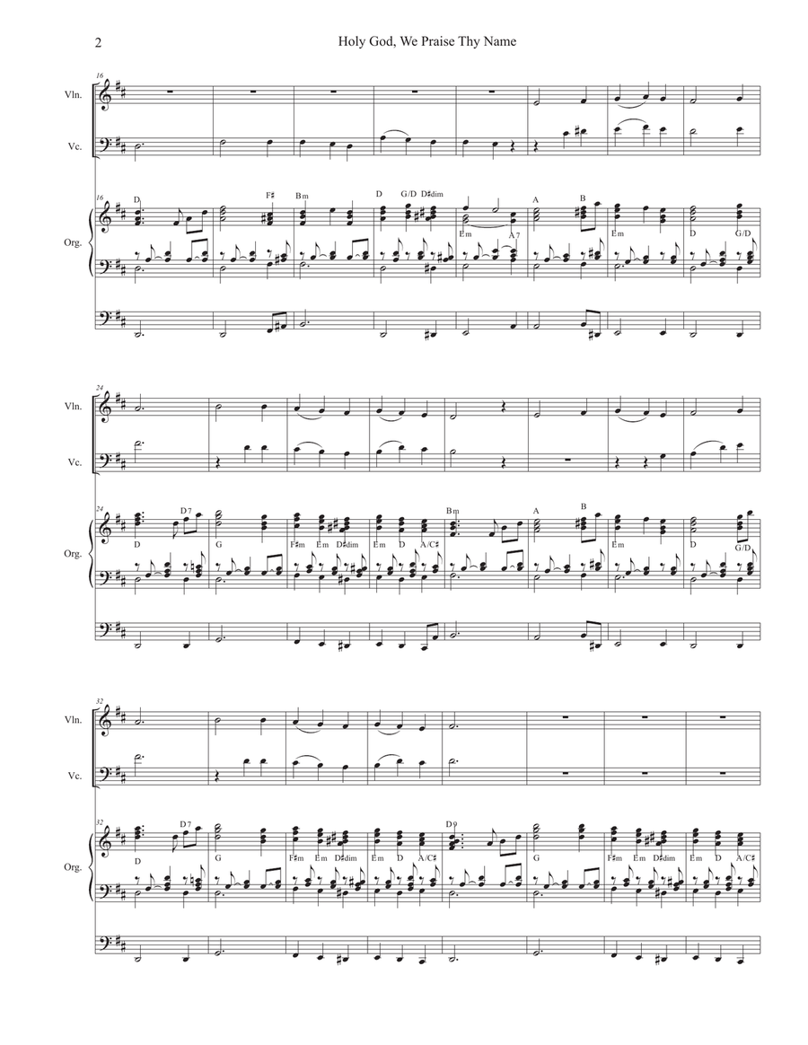 Holy God, We Praise Thy Name (Duet for Violin and Cello) String Duet scores gallery preview page 2