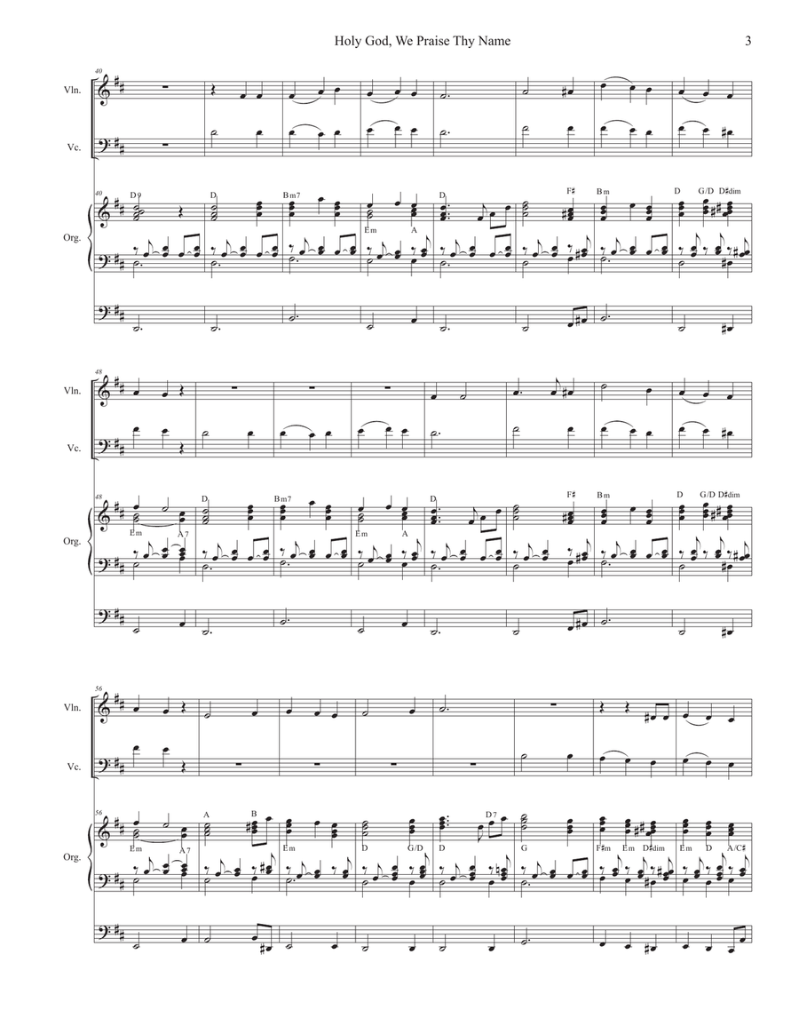 Holy God, We Praise Thy Name (Duet for Violin and Cello) String Duet scores gallery preview page 3