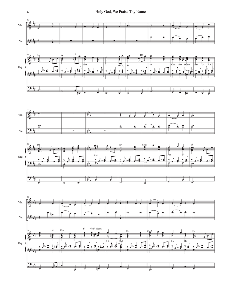 Holy God, We Praise Thy Name (Duet for Violin and Cello) String Duet scores gallery preview page 4