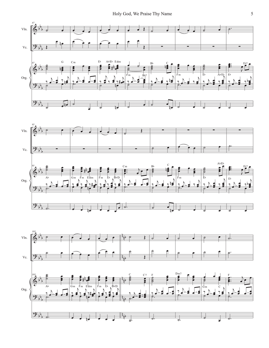 Holy God, We Praise Thy Name (Duet for Violin and Cello) String Duet scores gallery preview page 5