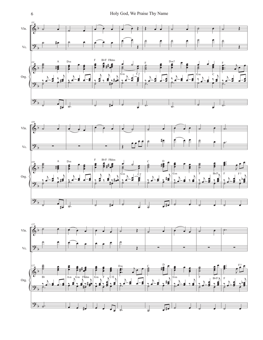 Holy God, We Praise Thy Name (Duet for Violin and Cello) String Duet scores gallery preview page 6