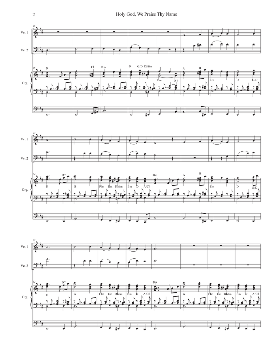 Holy God, We Praise Thy Name (Cello Duet) String Duet scores gallery preview page 2