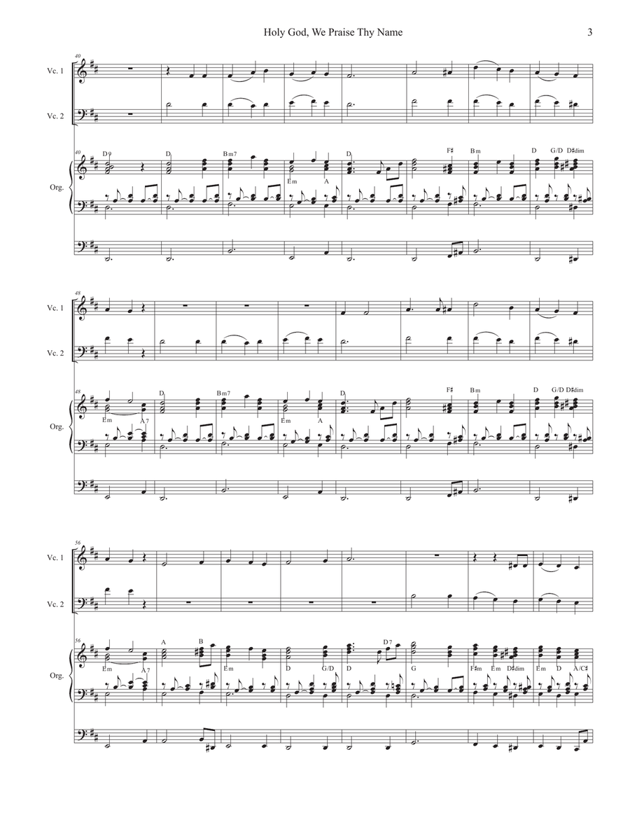 Holy God, We Praise Thy Name (Cello Duet) String Duet scores gallery preview page 3