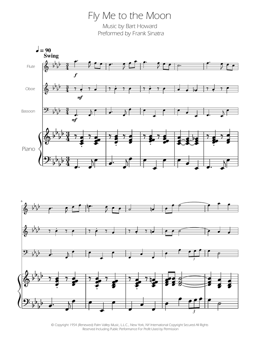 Fly Me To The Moon (In Other Words) Woodwind Trio scores gallery preview page 1