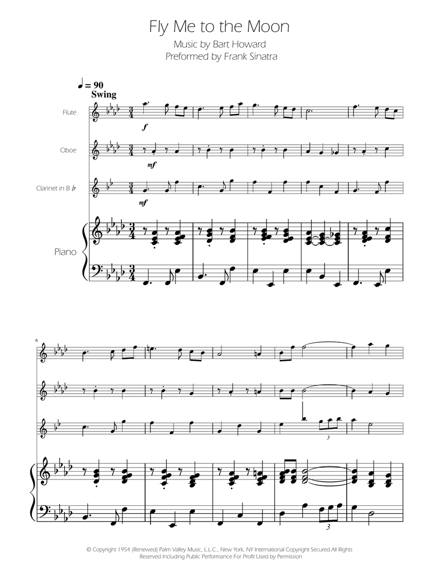 Fly Me To The Moon (In Other Words) Woodwind Trio scores gallery preview page 1