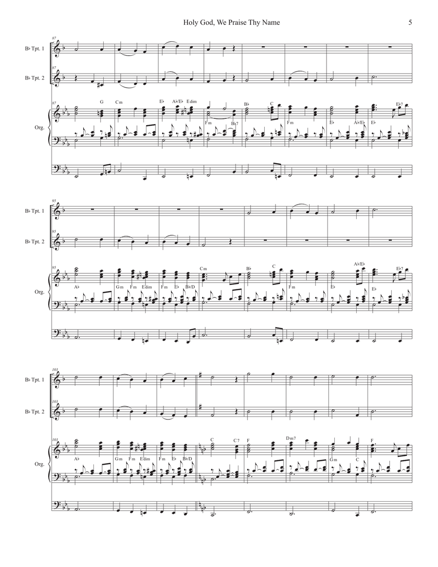 Holy God, We Praise Thy Name (Duet for Bb-Trumpet) Trumpet Duet scores gallery preview page 5