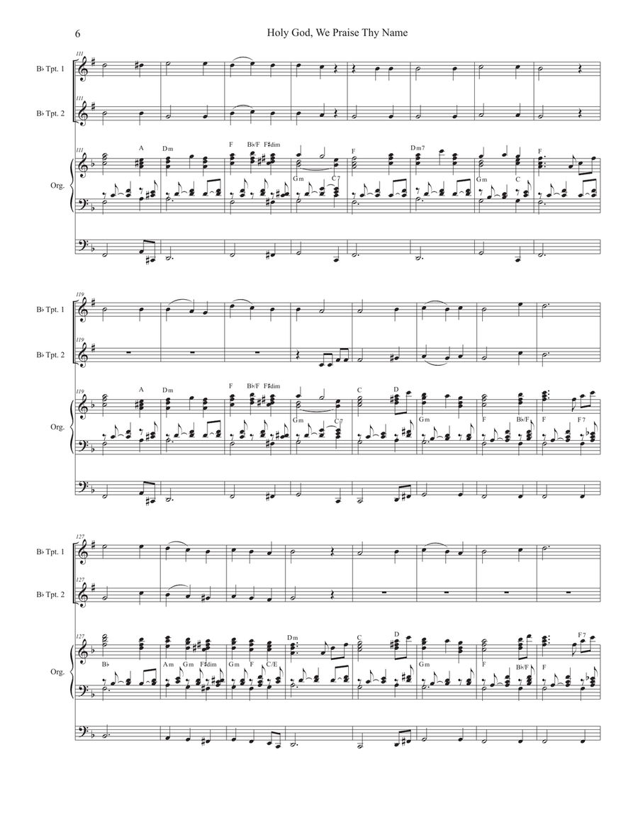 Holy God, We Praise Thy Name (Duet for Bb-Trumpet) Trumpet Duet scores gallery preview page 6