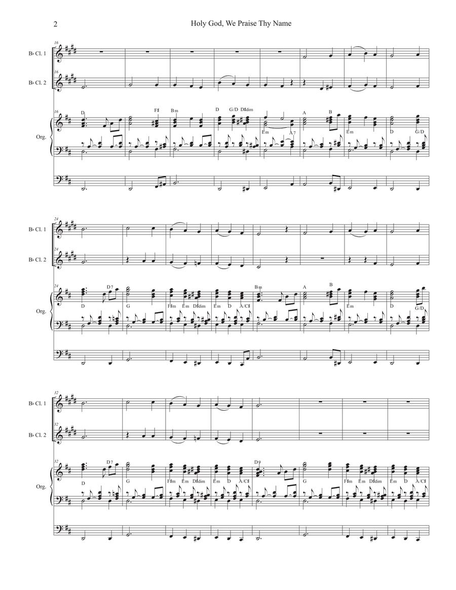 Holy God, We Praise Thy Name (Duet for Bb-Clarinet) Clarinet Duet scores gallery preview page 2
