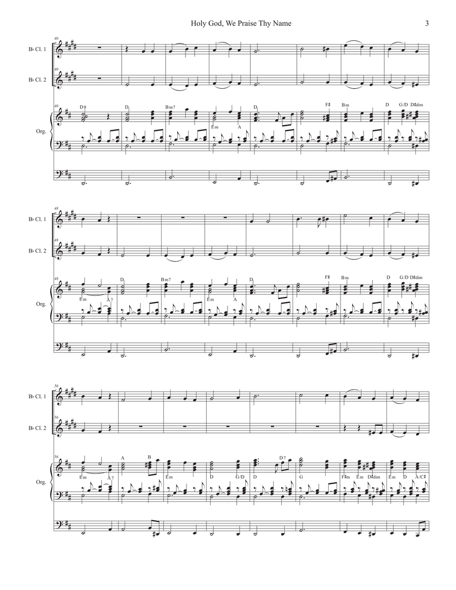 Holy God, We Praise Thy Name (Duet for Bb-Clarinet) Clarinet Duet scores gallery preview page 3