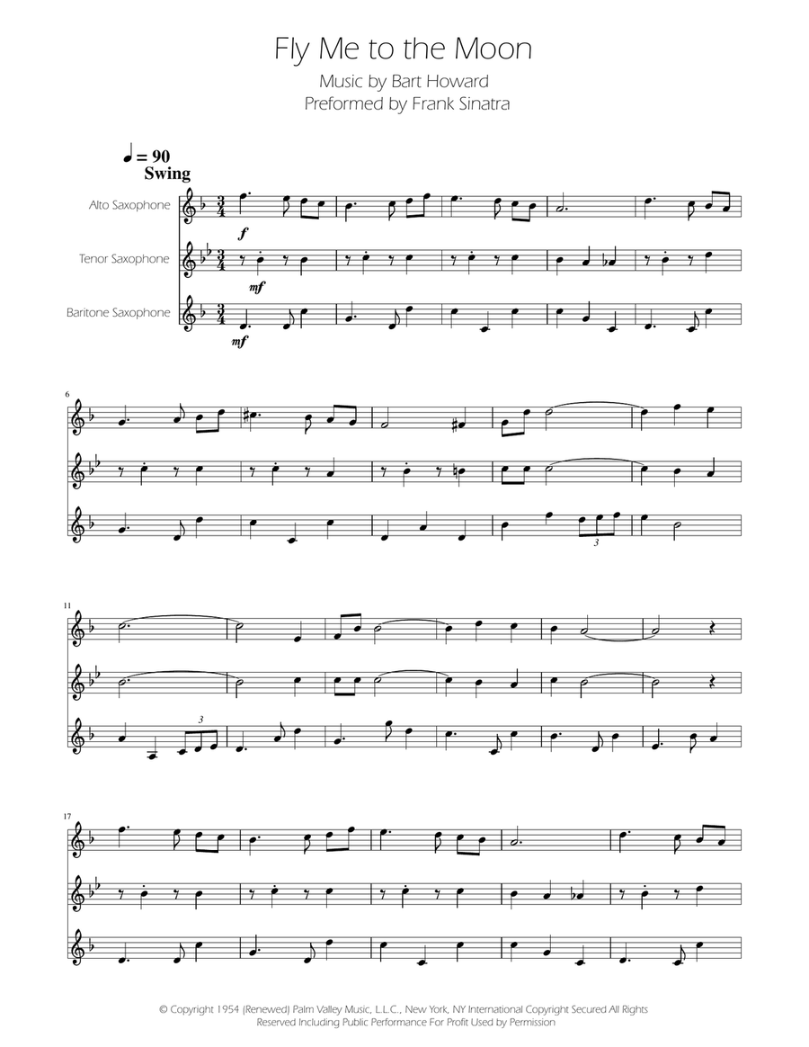 Fly Me To The Moon (In Other Words) Woodwind Trio scores gallery preview page 1