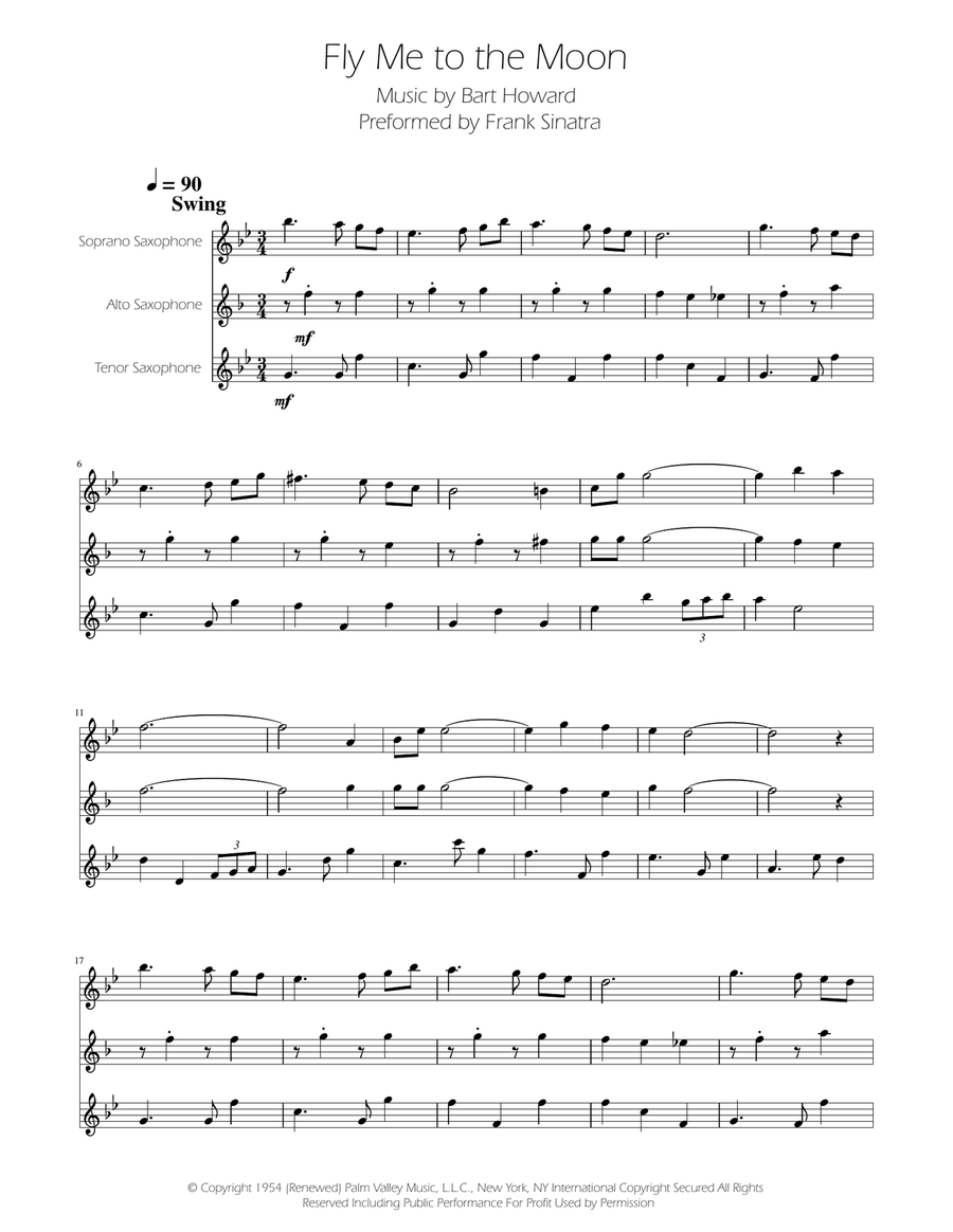 Fly Me To The Moon (In Other Words) Woodwind Trio scores gallery preview page 1