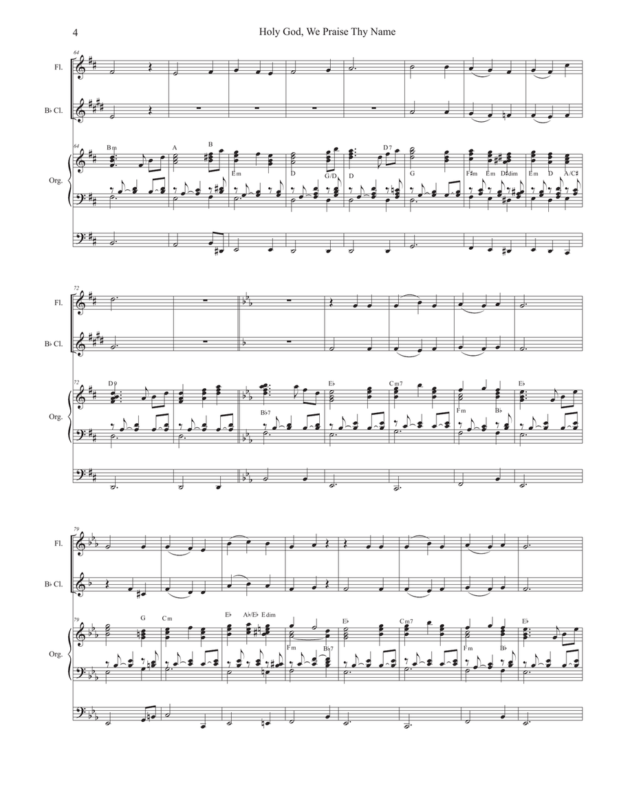 Holy God, We Praise Thy Name (Duet for Flute and Bb-Clarinet) Woodwind Duet scores gallery preview page 4