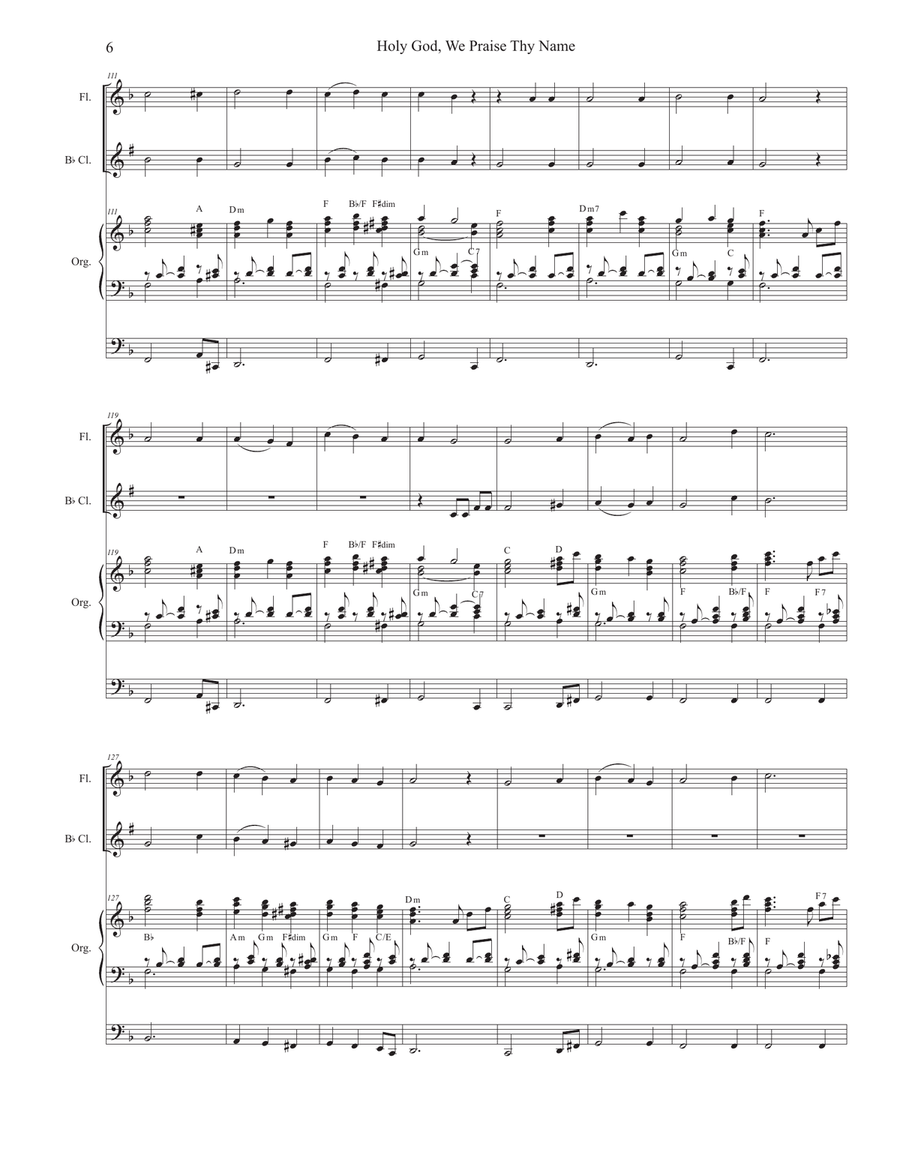Holy God, We Praise Thy Name (Duet for Flute and Bb-Clarinet) Woodwind Duet scores gallery preview page 6