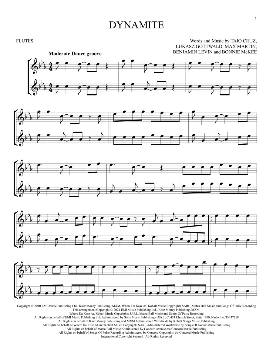 Dynamite Flute Duet scores gallery preview page 1