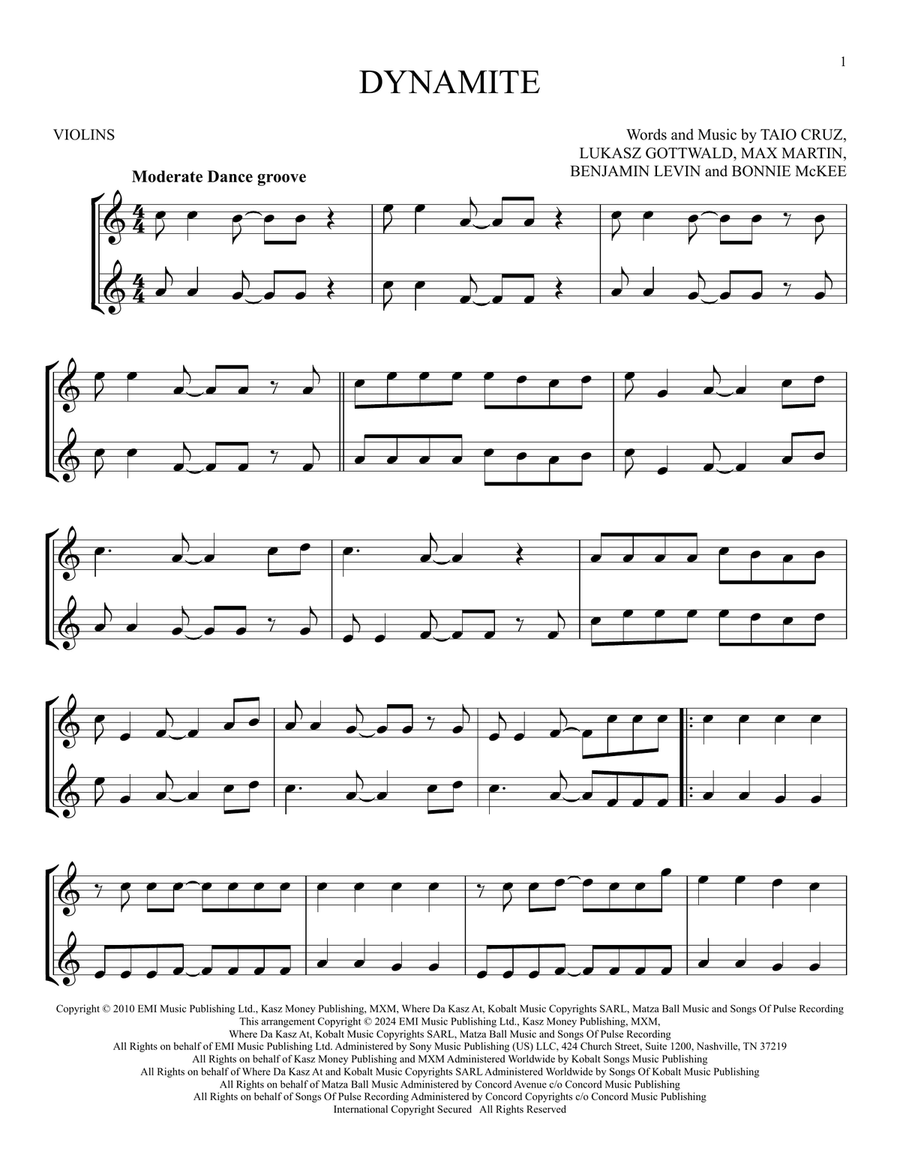 Dynamite Dynamite String Duet scores gallery preview page 1