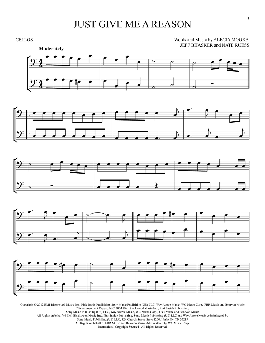 Just Give Me A Reason (feat. Nate Ruess) String Duet scores gallery preview page 1