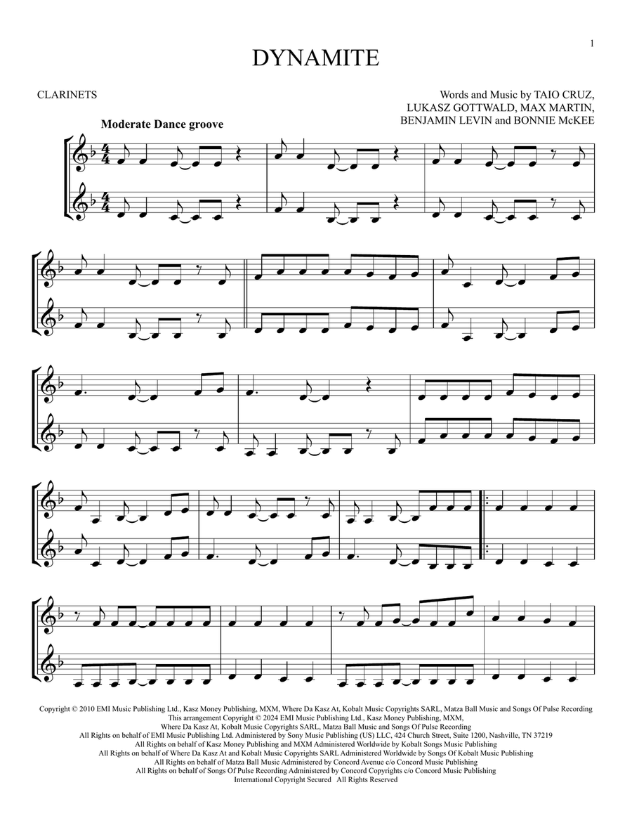 Dynamite Clarinet Duet scores gallery preview page 1