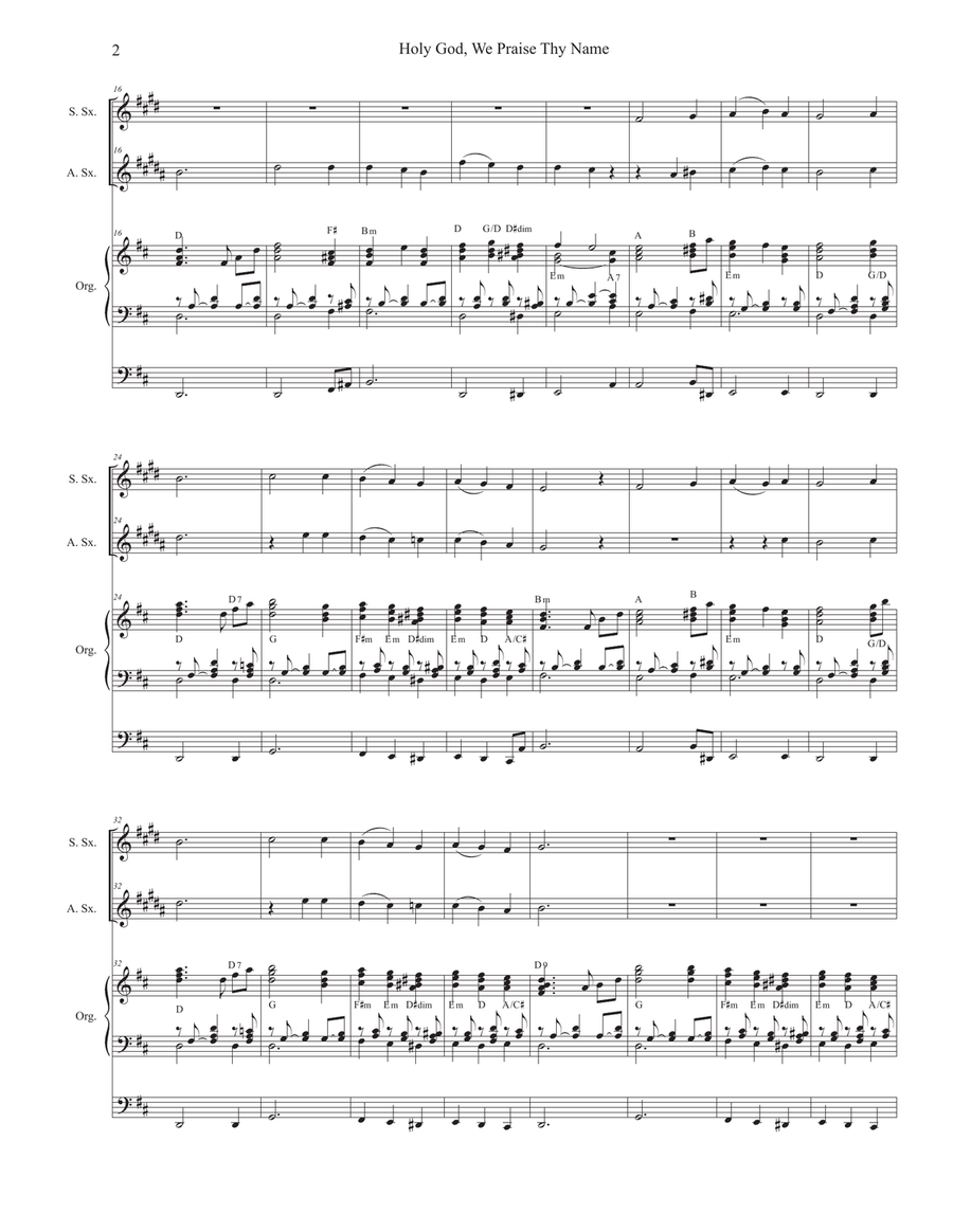 Holy God, We Praise Thy Name (Duet for Soprano and Alto Saxophone) Woodwind Duet scores gallery preview page 2
