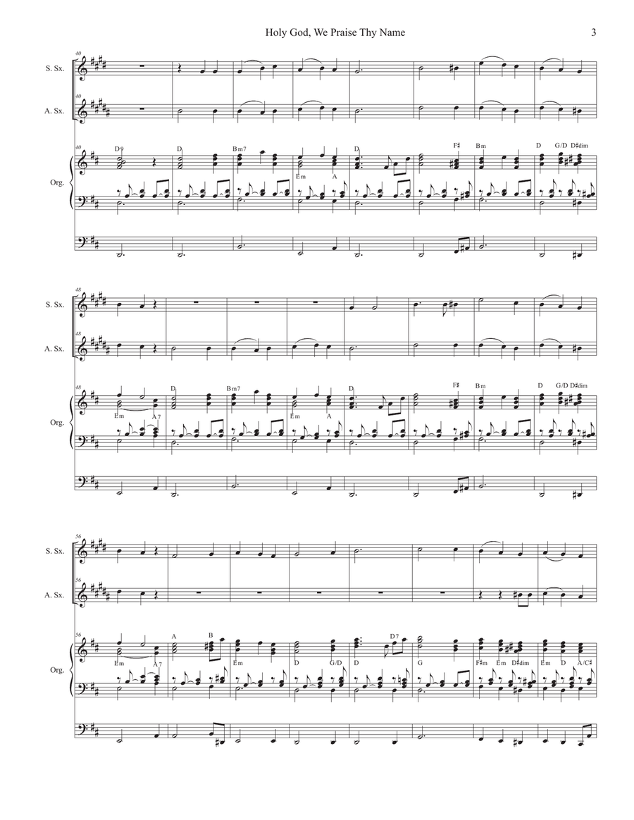 Holy God, We Praise Thy Name (Duet for Soprano and Alto Saxophone) Woodwind Duet scores gallery preview page 3