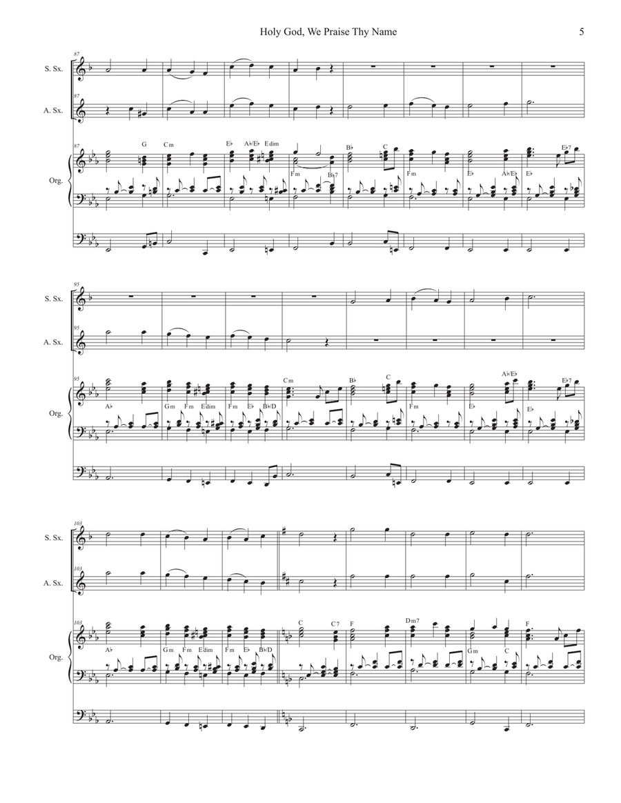 Holy God, We Praise Thy Name (Duet for Soprano and Alto Saxophone) Woodwind Duet scores gallery preview page 5