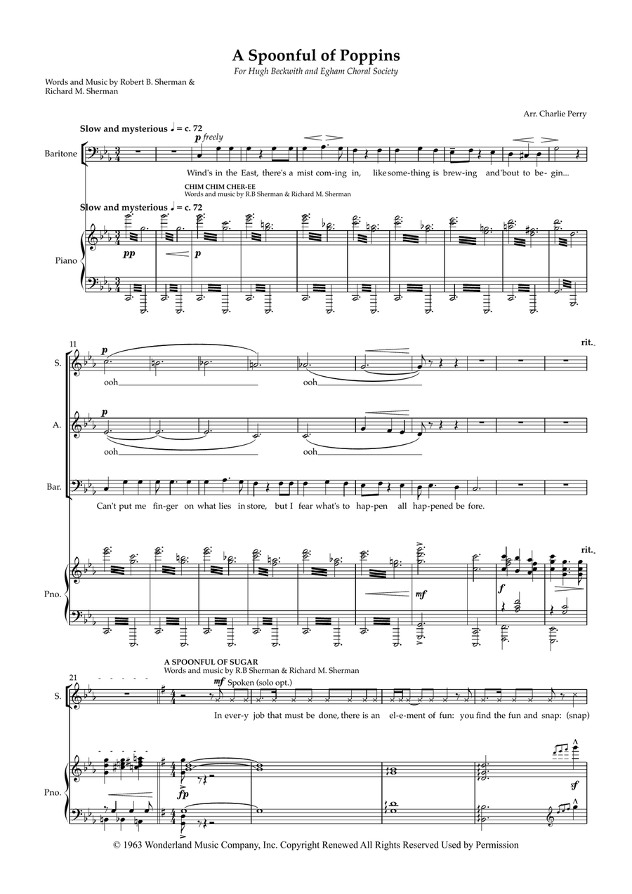 Mary Poppins Medley (SAB Choir) 3-Part scores gallery preview page 1