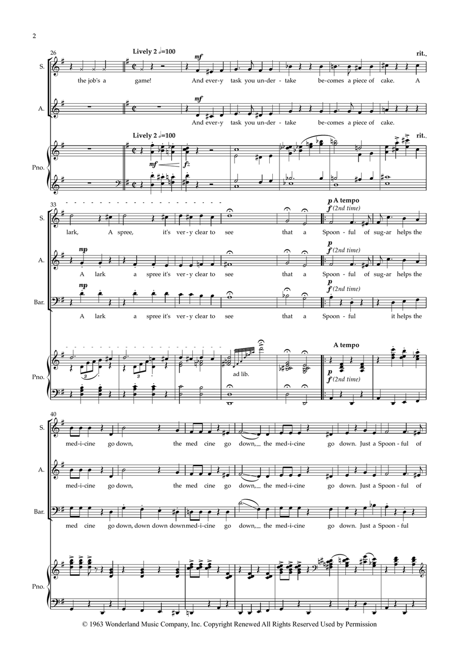 Mary Poppins Medley (SAB Choir) 3-Part scores gallery preview page 2