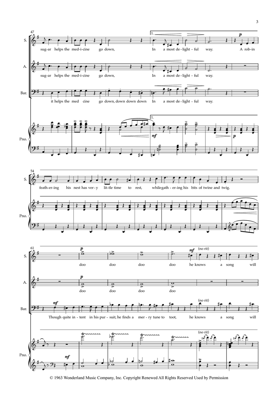 Mary Poppins Medley (SAB Choir) 3-Part scores gallery preview page 3