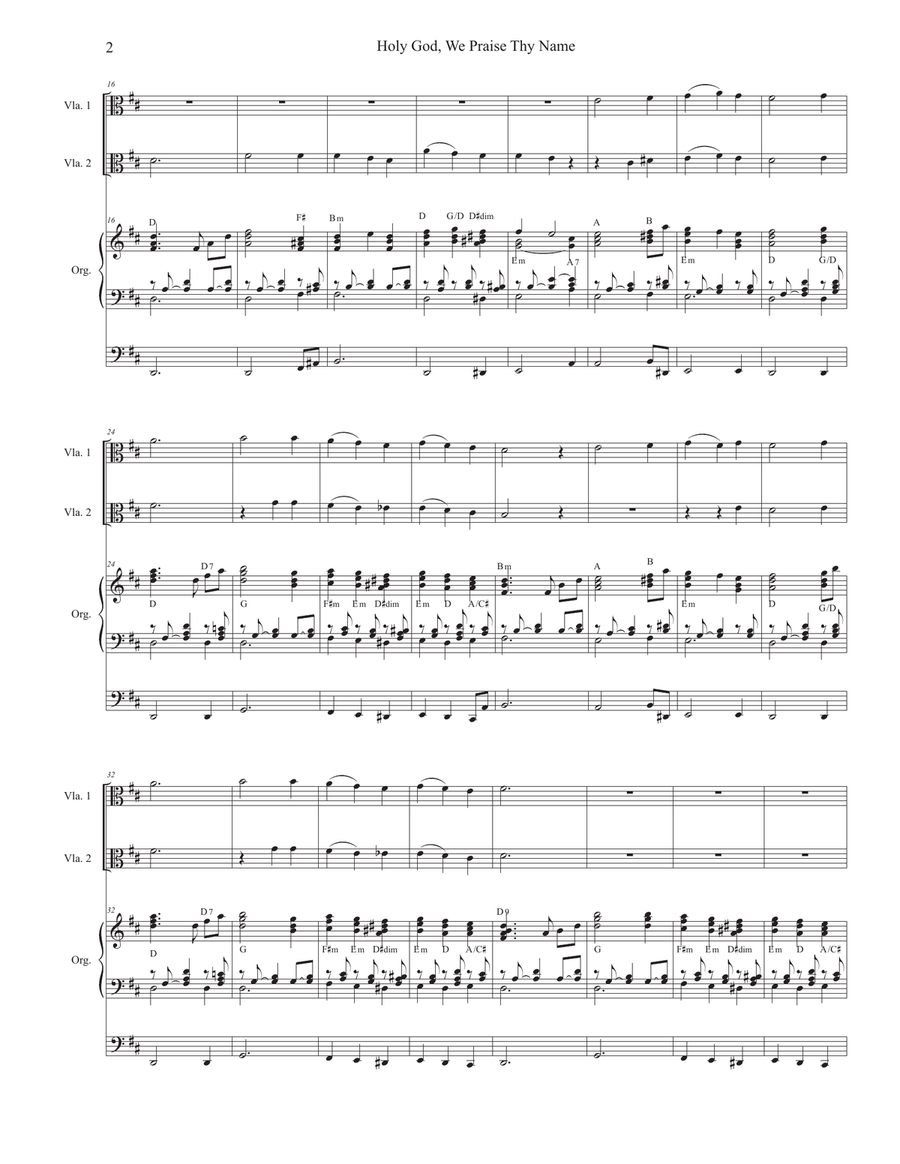 Holy God, We Praise Thy Name (Duet for Violin and Viola) String Duet scores gallery preview page 2