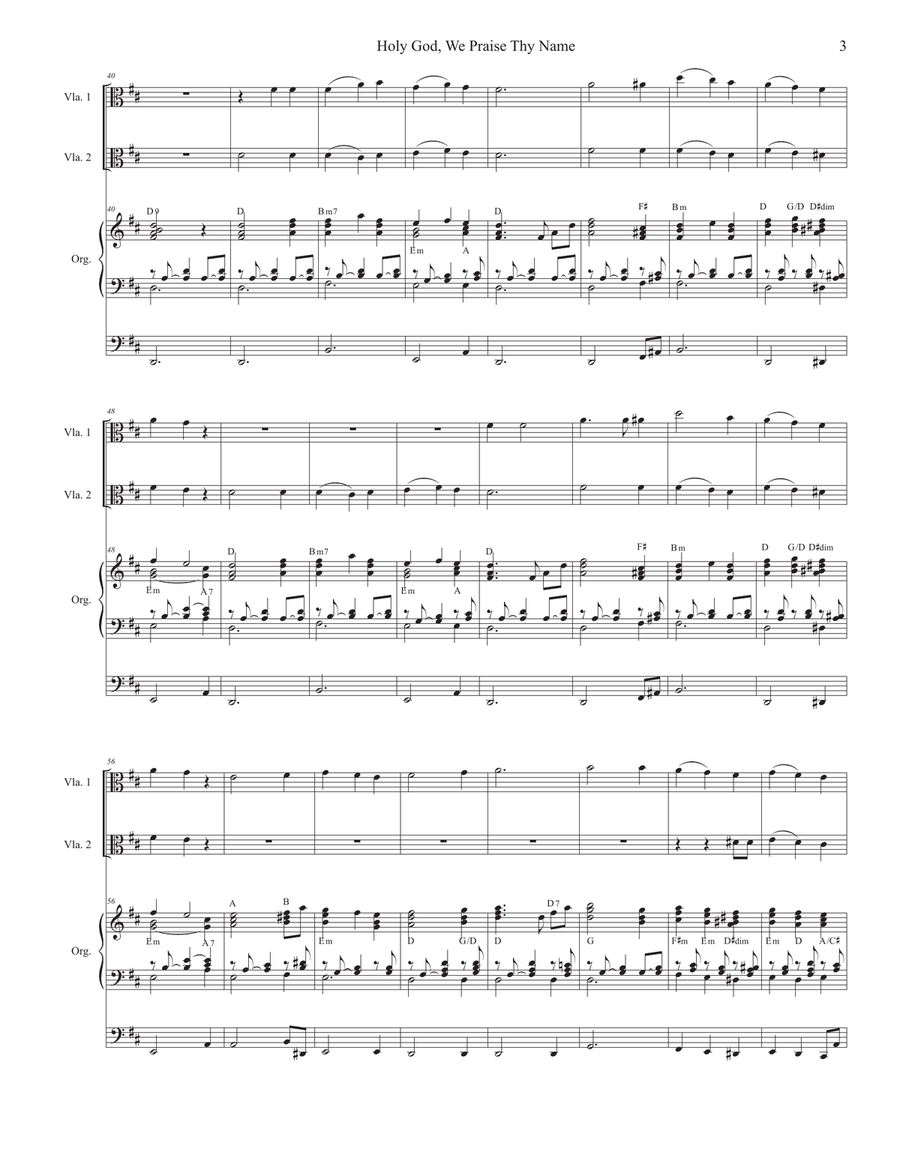 Holy God, We Praise Thy Name (Duet for Violin and Viola) String Duet scores gallery preview page 3