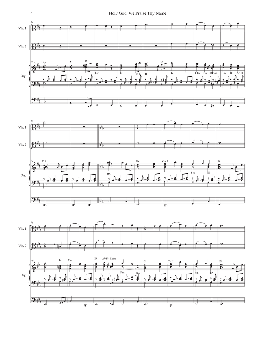 Holy God, We Praise Thy Name (Duet for Violin and Viola) String Duet scores gallery preview page 4