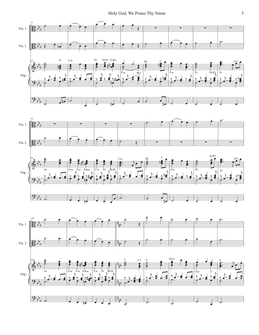 Holy God, We Praise Thy Name (Duet for Violin and Viola) String Duet scores gallery preview page 5