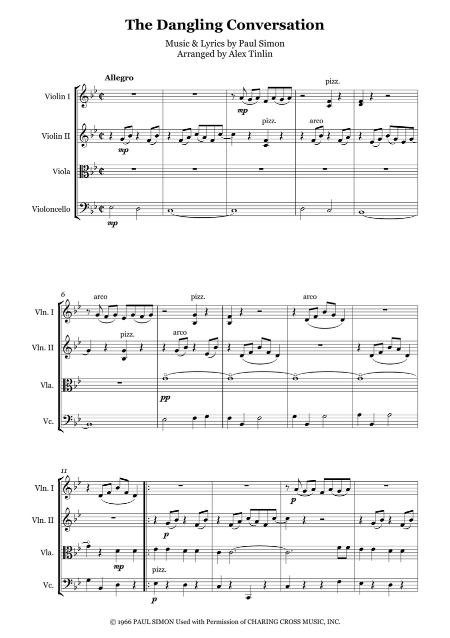 The Dangling Conversation String Quartet scores gallery preview page 2