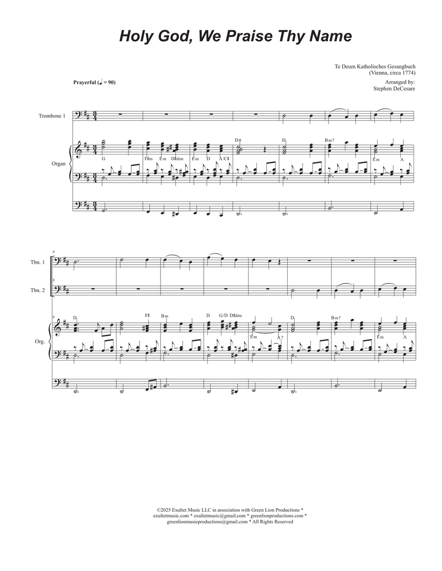 Holy God, We Praise Thy Name (Trombone Duet) Trombone Duet scores gallery preview page 1