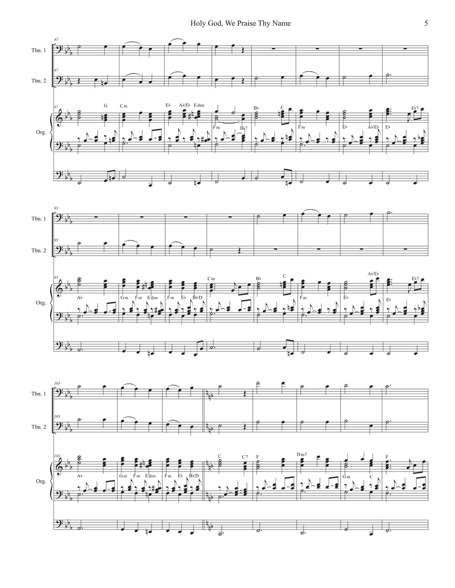 Holy God, We Praise Thy Name (Trombone Duet) Trombone Duet scores gallery preview page 5